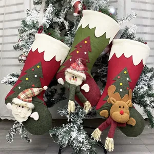 Large Christmas Stockings Santa Snowman Reindeer Cartoon Design For Fireplace Hanging Decoration Holiday Home Party Gift Bags