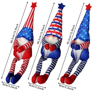 Dimensions détaillées des gnomes patriotiques du Jour de l'Indépendance à longues jambes
