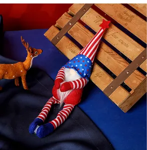 Detail of patriotic gnome featuring plush textures and stars and stripes design patterns