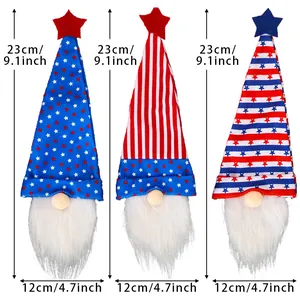 Lot de trois gnomes patriotiques du 4 juillet avec motifs drapeau américain et étoiles