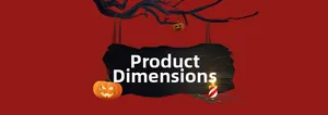 Halloween gnome product size guide featuring spooky wood sign and Jack-o-lantern decor
