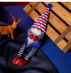 Detail of USA Independence Day gnome with star-striped hat and long legs decor