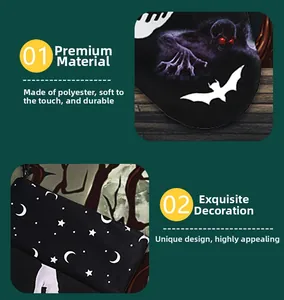Detail van duurzame polyester Halloween cadeauzak met schedel- en vleermuisprint textuur