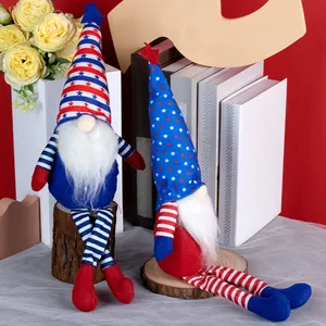 Independence Day patriotic long-legged gnomes with star and stripe patterns set