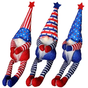 Lot de 3 nains de la fête de l'indépendance avec chapeaux rayés et longues jambes de