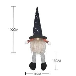 Gnomo di Halloween luminoso con gambe lunghe e cappello lunare, altezza di 40cm