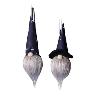 Lot de deux gnomes d'Halloween lumineux avec motifs d'étoiles et de lune