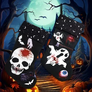 Halloween Horror Decorative Stocking Ghost Skull Print Polyester Hanging Prop Haunted House Indoor Party Supplies Decoration