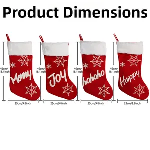 Detaillierte Größentabelle für Weihnachtsstrümpfe mit Maßen von 46 cm Höhe und 25 cm Breite