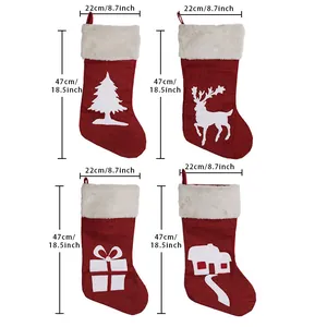 Tabella taglie per calze di Natale alte 47cm con diversi motivi decorativi festivi