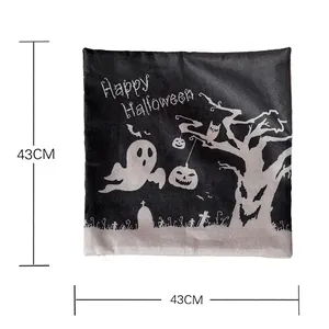 Federa per cuscino Halloween con fantasmi e zucche, cuscino decorativo 43cm quadrato