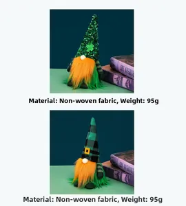 Détails des gnomes de la Saint-Patrick faits main avec des paillettes vertes et du tissu