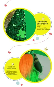 Detail of St. Patrick's Day gnome with green sequin tree and orange beard decoration