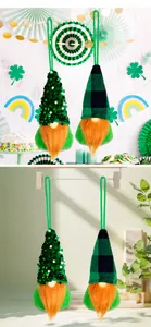 Detail of St. Patrick's Day gnomes with green hats and orange beards for decoration