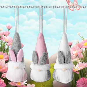 Easter Bunny Gnome Plush Hanging Decoration Faceless Rabbit Ears Rudolph Dwarf Doll Ornament For Home Party Tree Decor Gift