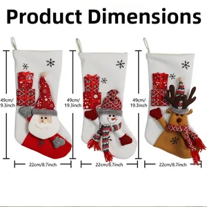Tabella delle taglie per calze di Natale con dimensioni: 49 cm di altezza e 22 cm di larghezza