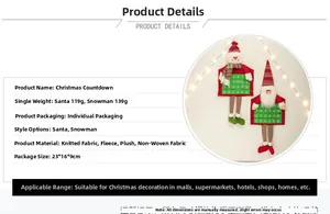 Christmas countdown calendar pendants in Santa and Snowman shapes made of soft plush fabric