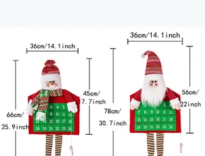 Detailed view of Christmas advent calendar dimensions featuring snowman and Santa designs