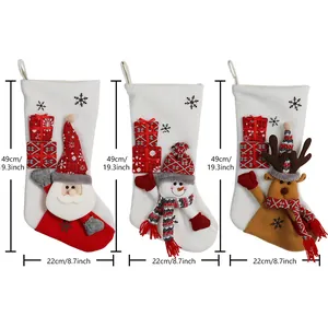 Set of three 3D Christmas stockings featuring Santa, Snowman and Reindeer, 49cm height