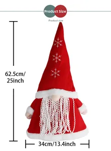 Detailed product size chart for the 62.5cm tall Christmas gnome decoration