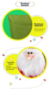 Détail du feutre vert doux et de la barbe en peluche blanche de la housse de chaise
