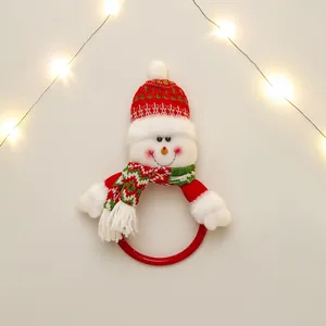 Anello portasciugamani pupazzo di neve di Natale con cappello a maglia e luci a LED