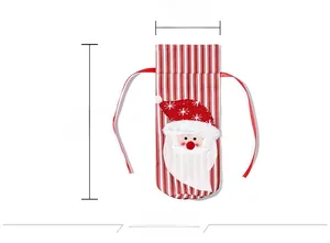 Detail showing Santa Claus wine bottle cover dimensions: 4.9 by 11.8 inches for Christmas decor