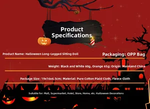 Dettagli tecnici dello gnomo di Halloween con info su materiali, peso e dimensioni