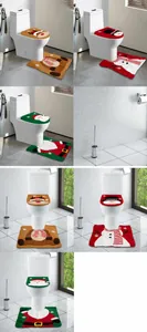 Details vom Weihnachts WC-Sitzbezug Set mit Rentier-, Schneemann- und Nikolausmotiven