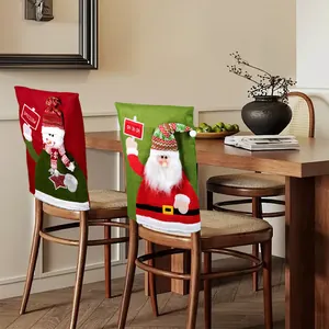 Housses de chaise de Noël avec motifs 3D Père Noël et Bonhomme de neige pour décor festif