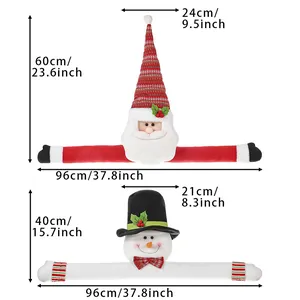 Plush Santa and Snowman Christmas tree topper decorations with size measurements