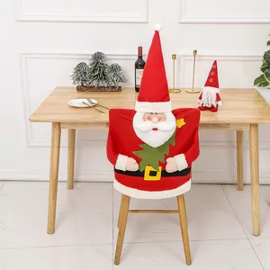 Festive Santa Claus chair back covers for Christmas dining room holiday home decoration