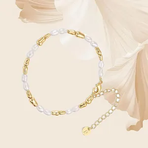 Luxuriöses Armband mit Barock-Süßwasserperlen und vergoldeten Perlen, verstellbar