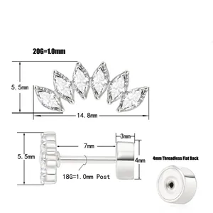 Parure de boucles d'oreilles en laiton doré et zircon avec spécifications techniques