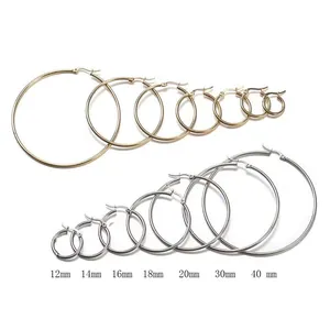 Set orecchini a cerchio minimalisti oro e argento, misure da 12 mm a 40 mm