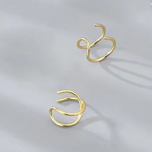 Unregelmäßige Geometrische Messing Ohrklemmen Für Damen Gold Silber Vergoldet Minimalistisch Ohne Piercing Knorpel Wickelschmuck Mode Accessoire