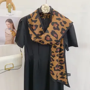 Vintage Satin Silk Like Scarf For Women Leopard Floral Houndstooth Print Elegant Neck Scarf Fashion Thin Hair Band Accessory