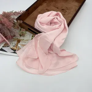 Sciarpa Lunga Plissettata Tinta Unita da Donna Scialle Morbido Poliestere Chiffon Texture Foulard Parasole per Spiaggia Viaggi