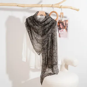 Elegante sciarpa leggera da donna con motivo a pietra e trama di lino stampata