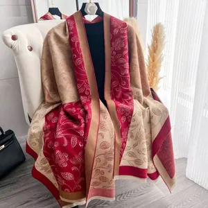 Vintage Polka Dot Floral Scarf For Women Thick Warm Winter Shawl Tassel Soft Polyester Viscose Wrap Elegant Large Pashmina