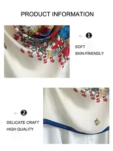 Detail of floral printed scarf showing high-quality stitching and soft fabric texture