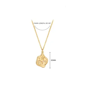 Collier en laiton doré avec pendentif relief coquillage et étoile de mer, réglable 20-22 pouces