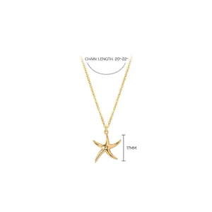Collier avec pendentif étoile de mer dorée polie et chaîne réglable de 20 à 22 pouces