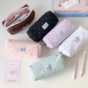 Grote Capaciteit Stippen Etui Ins Stijl Draagbare Schrijfwaren Tas Minimalistisch Schattig Polyester Make-up Organizer Tas Voor School Kantoor