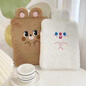 Winter plush tablet sleeve with cute cartoon animal design for iPad 11 inch