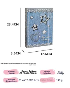 Especificaciones de tamaño del archivador A5 textura denim de 23,4x17,6x3,6 cm