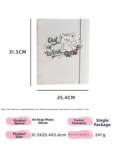 Detailed specs of A4 strap photo album with cute cartoon bear and weight of 241g