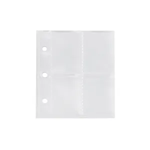 Transparent 3-hole binder sleeves with 4-pocket grid layout for mini photos