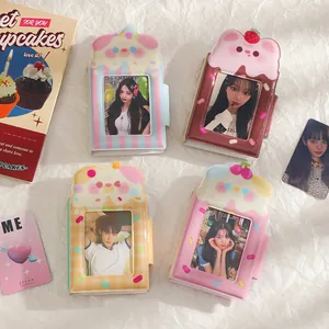 Kawaii Cartoon Photocard Holder PVC Photo Album For K-pop Star Cards Collection Snap Button Portable Storage Book Student Gift