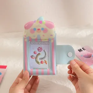 Blue dessert theme polaroid photo album with cartoon animal design and snap closure